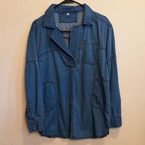 👖👖👖3 for 12$👖👖👖Casual Blue Denim Pullover Shirt-S